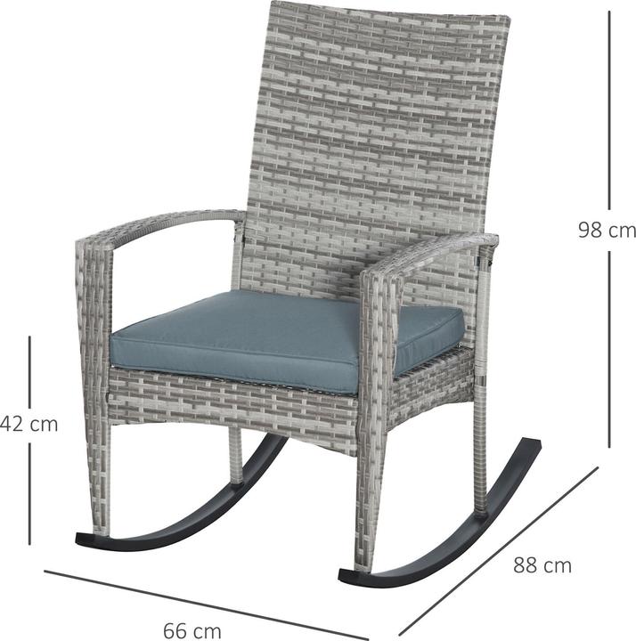Produktbild Outsunny Polyrattan Schaukelstuhl mit Kissen