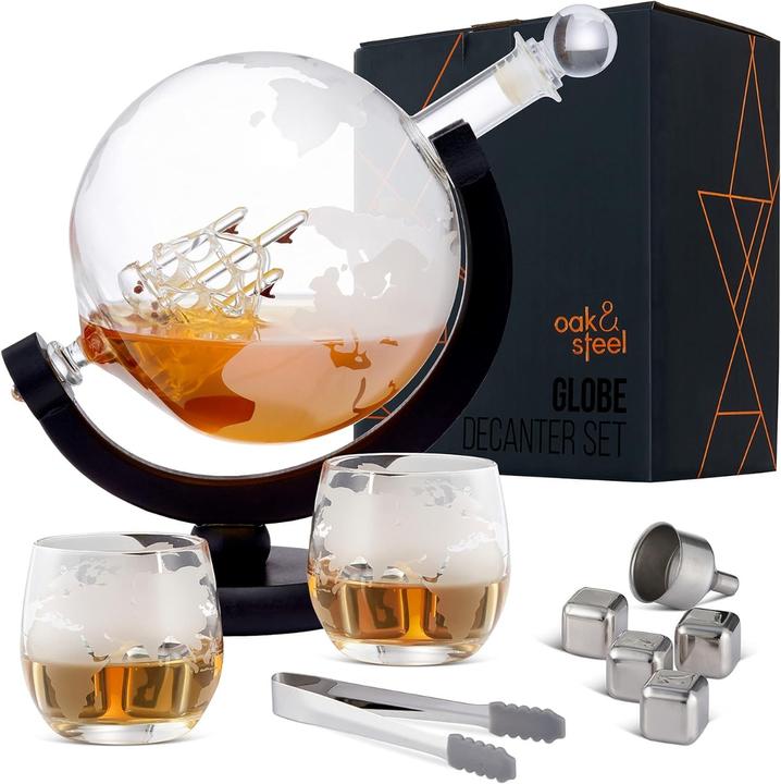Produktbild Oak & Steel Whisky Gläser und Dekanter Set Globus (1.50 l)