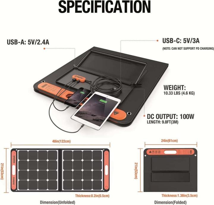 Immagine prodotto Jackery SolarSaga (100 W, 4.69 kg)