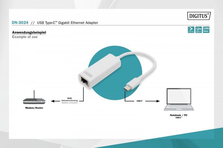 Actual product image Digitus DN-3024 (USB-C 3.0, RJ45 (1x))