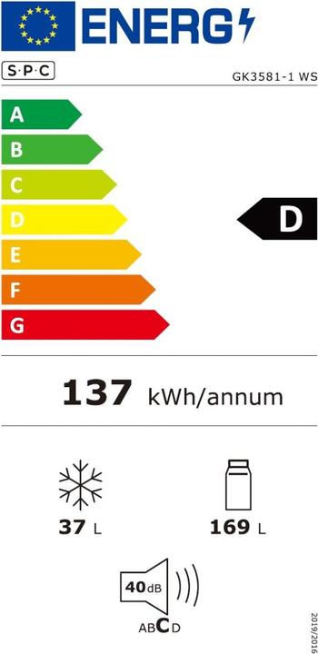 Etichetta energetica SPC GK3581-1 WS (206 l)