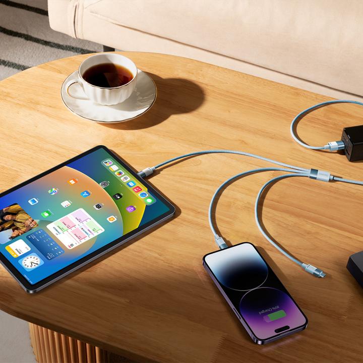Image du produit Baseus 3in1 USB cable StarSpeed Series, USB-C + Micro + Lightning 3,5A, 1.2m (Blue) (1.20 m, USB 3.0)