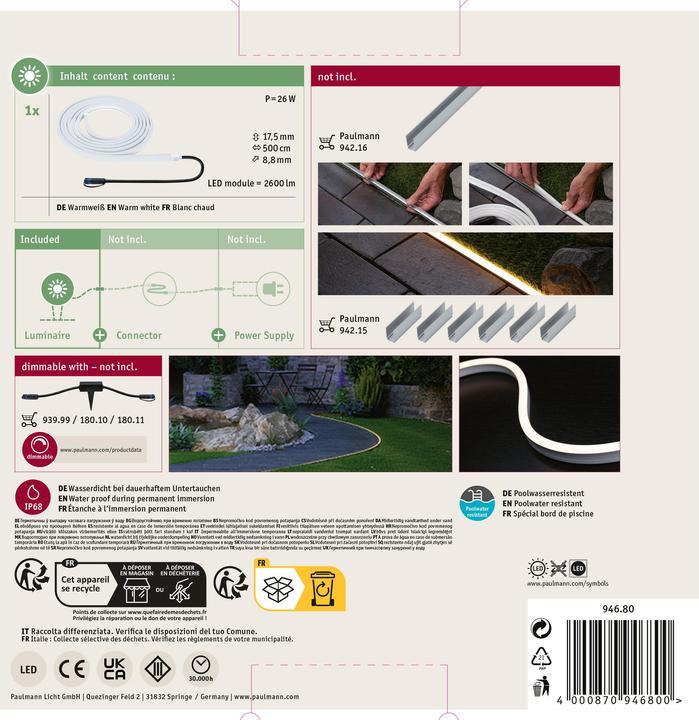Actual product image Paulmann Outdoor Plug & Shine Stripe Smooth (Warm white, 500 cm, Outdoor)