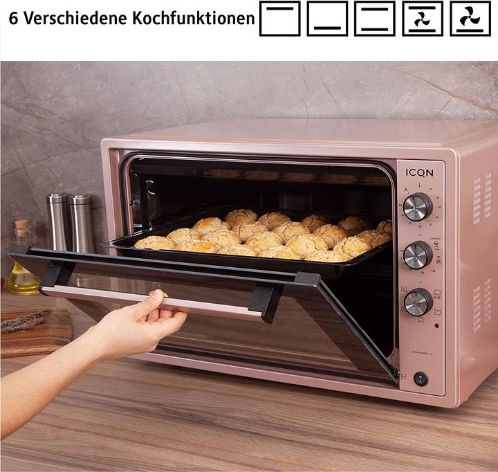Immagine prodotto Icqn XXL Vrijstaande Oven - 60L - Convectie Mini Oven - Hetelucht /u0026 Grillfunctie - Gemailleerde Holt