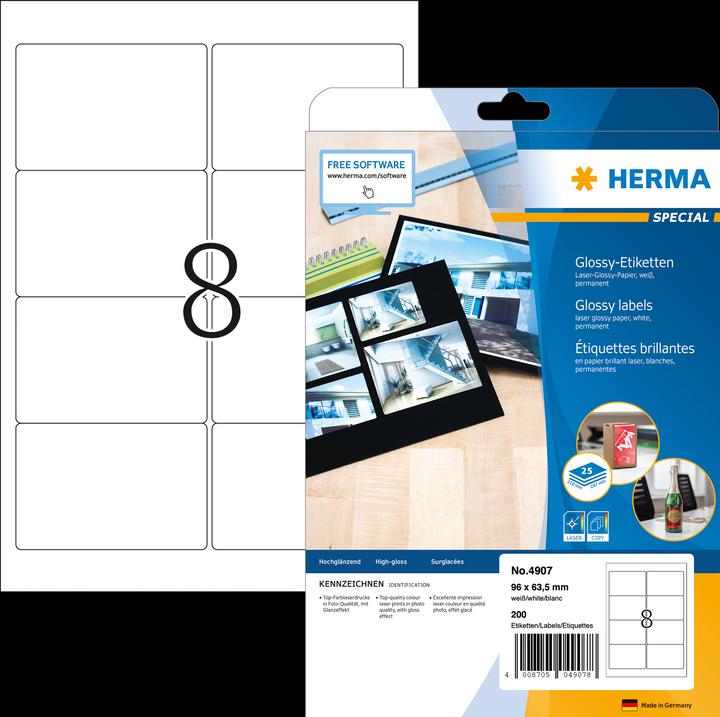 Produktbild HERMA Hochglanz Etiketten A4
