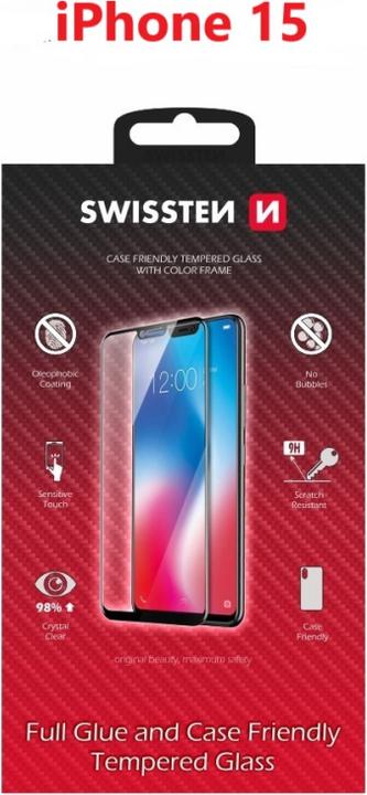 Immagine prodotto Swissten Cornice In Vetro Colorato, Custodia Per Apple Iphone 15 Pro Nero (1 Pezzo/i, Apple iPhone 15 Pro)