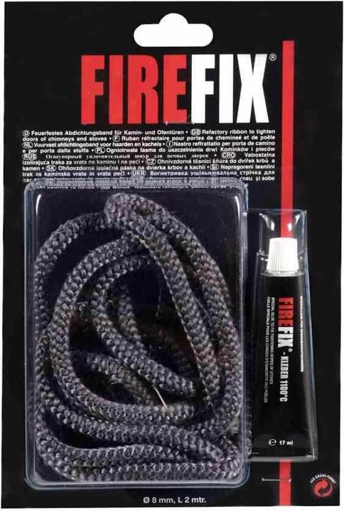 FireFix Keramikkordel Ø 8 mm, 2 m mit Kleber