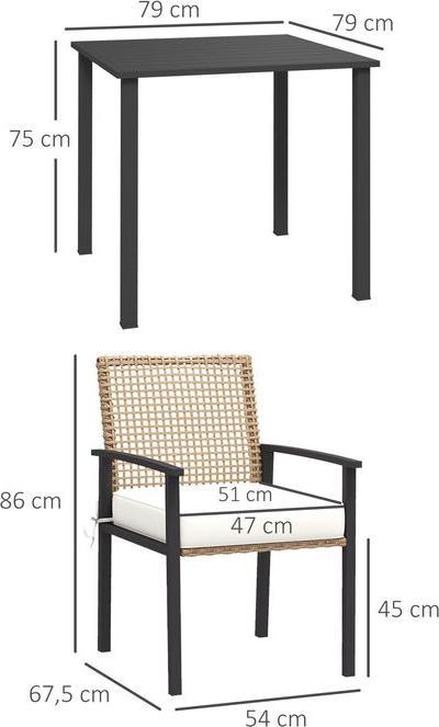 Produktbild Swisshandel24 Rattan Sitzgruppe, 5-tlg. Gartenmöbel Set, Balkonset für 4 Personen, Balkonmöbel mit 1 Tisch, 4 Stüh (79 cm)