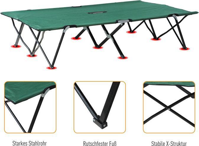 Produktbild Swisshandel24 Campingbett Klappbar für 2 Personen Feldbett Klappbett mit Tragetasche bis 136 kg belastbar Stahl Ox