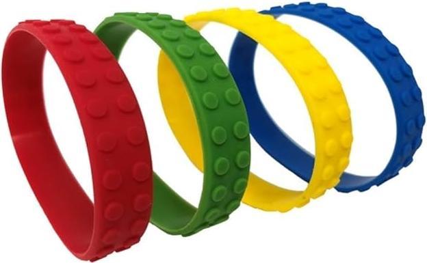 Image du produit Playwrite Rubber Building Block Bracelet (Pack de 6) (Matériau 100% synthétique)