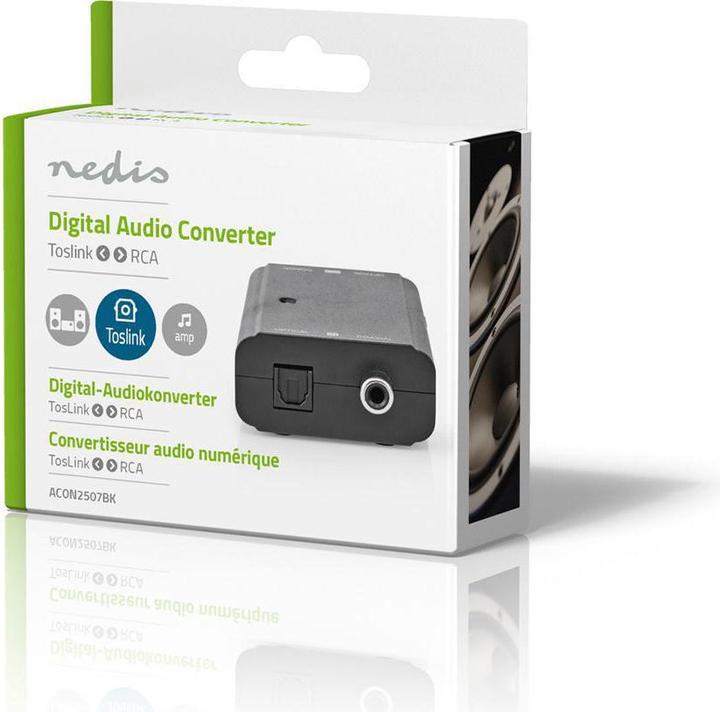 Actual product image Nedis Digital Audio Converter 2-way connections - Input: 1x S / PDIF (RCA) jack / 1x TosLink jack (0.05 m, Optical)