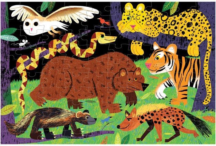 Produktbild Mudpuppy Glow in Dark Puzzle, Raubtiere an Land (100 Teile)
