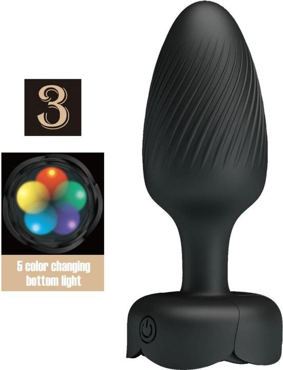 Image du produit Pretty Love - Osborn Anal Plug Mit LED Licht Schwarz 9,8 cm