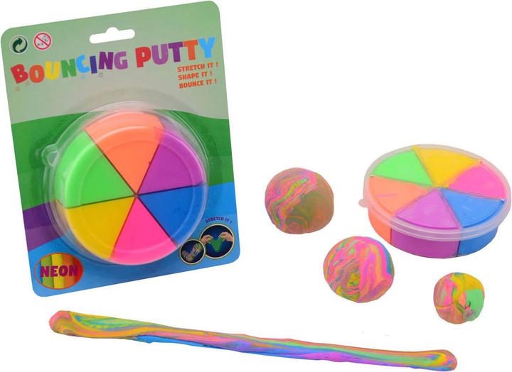 Actual product image Johntoy Bouncing Putty 6 neon colors