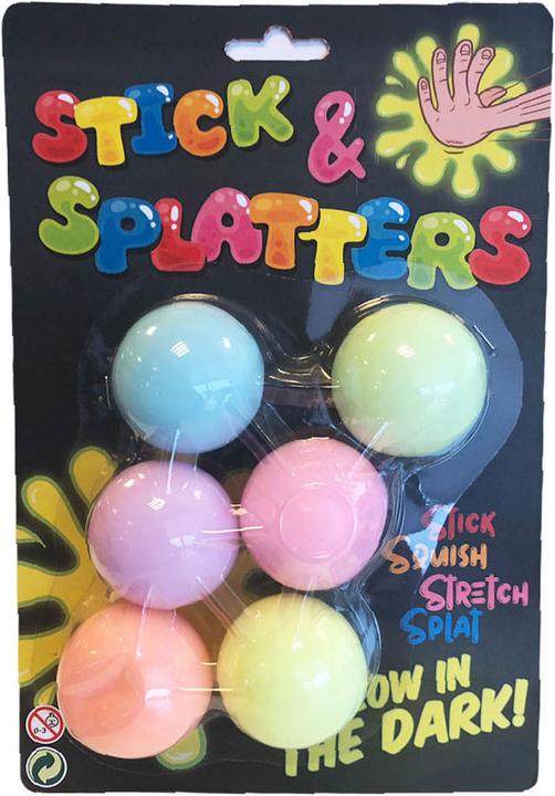 Image du produit Johntoy Sticky Stretch Globbles Balls Glow in the Dark, 6 pièces