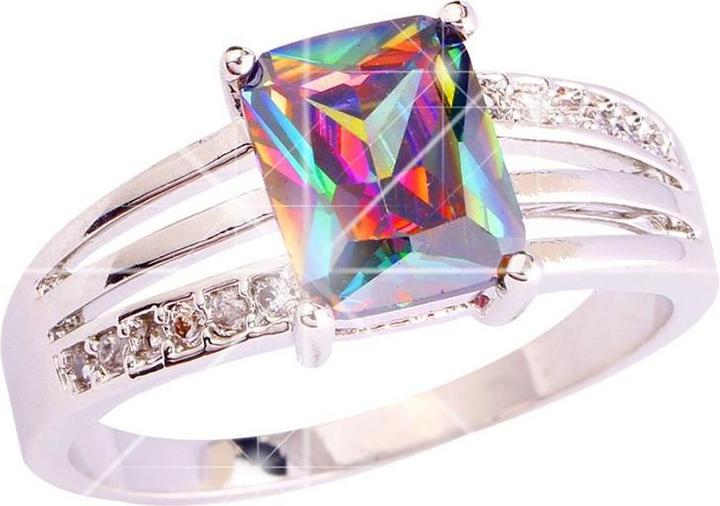 Immagine prodotto Hermex Anello placcato argento con topazio arcobaleno - Misura 57 / Misura 8 (8)