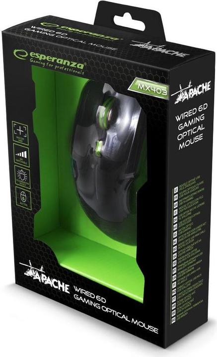 Image du produit Esperanza EGM403G - 5901299925478 EGM403G MX403 APACHE - avec câble 6D GAMING souris optique (Filaire)