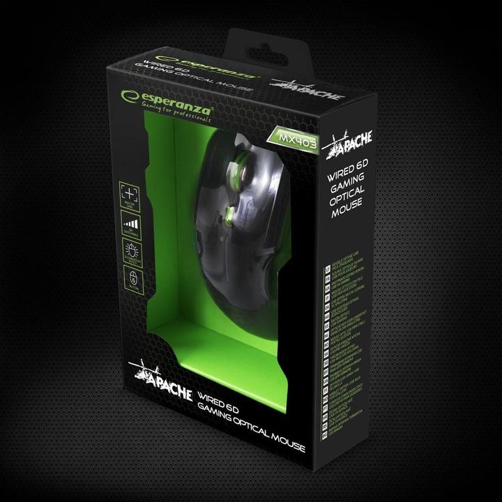 Image du produit Esperanza EGM403G - 5901299925478 EGM403G MX403 APACHE - avec câble 6D GAMING souris optique (Filaire)