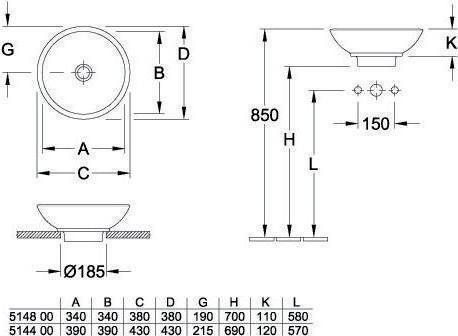 Produktbild Villeroy & Boch V&B Aufsatzwaschtisch LOOP & FRIENDS mit ÜL d= 380mm we (200 mm, 380 mm)