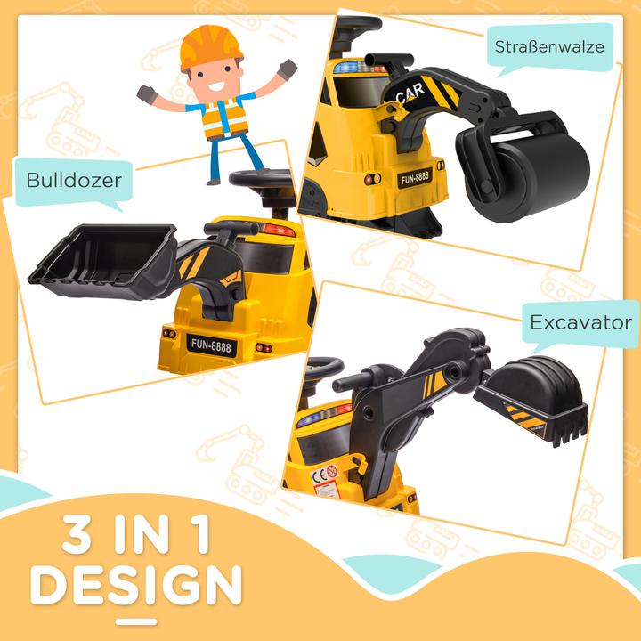 Image du produit Swisshandel24 Pelle à siège, pelle pour enfants, pelle à siège 3 en 1 avec godet, dragline, rouleau, voiture