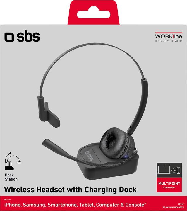 Produktbild SBS Kabelloses Mono-Headset mit Ladestation (Kabellos, USB-A)