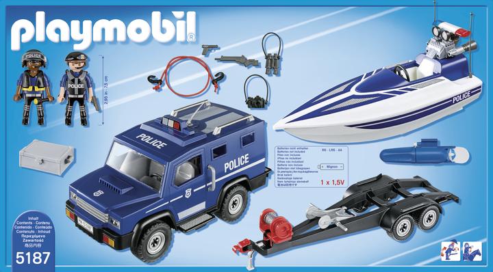 Productafbeelding Playmobil Politietruck met speedboot (5187, Playmobil Stad Actie)