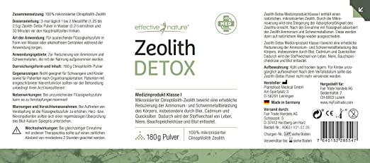 Nährwerte und Zutaten Effective Nature Zeolith (144 Stück, 133 g)