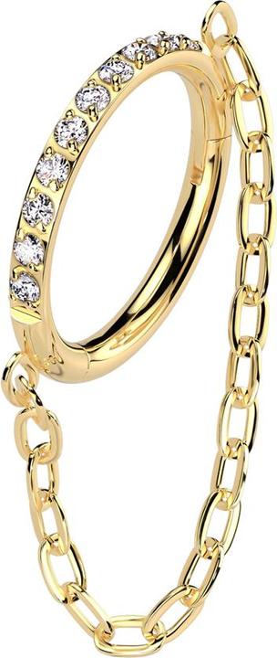 Actual product image Star Piercing Micro segment ring hinged gold-plated side crystals silver pendant chain (without brass, Titanium G23)