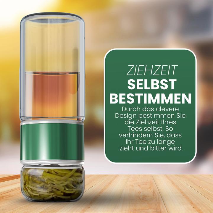 Produktbild Gewürzladen Näfels Drehbare Teeflasche aus hitzebeständigem Glas mit Teefilter - to go (0.24 l)