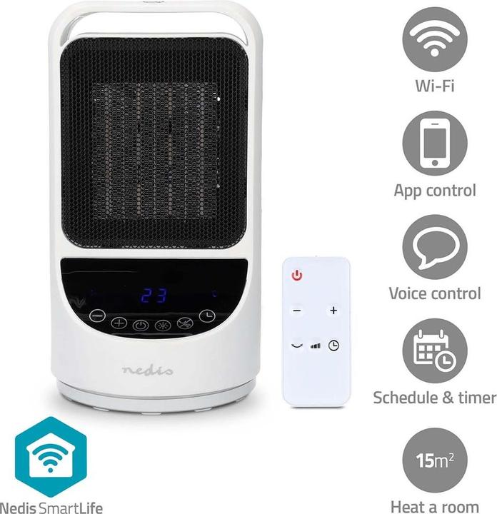 Productafbeelding Nedis SmartLife keramische PTC-luchtverhitter | Wi-Fi | 1500 W | 2 warmtestanden | oscillatie | display (1500 W)