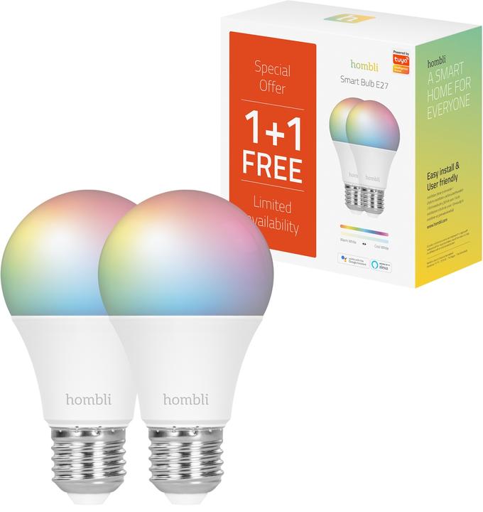 Actual product image Hombli Smart Bulb 9W RGB (2x) (E27, 9 W, 800 lm, 2 x, F)