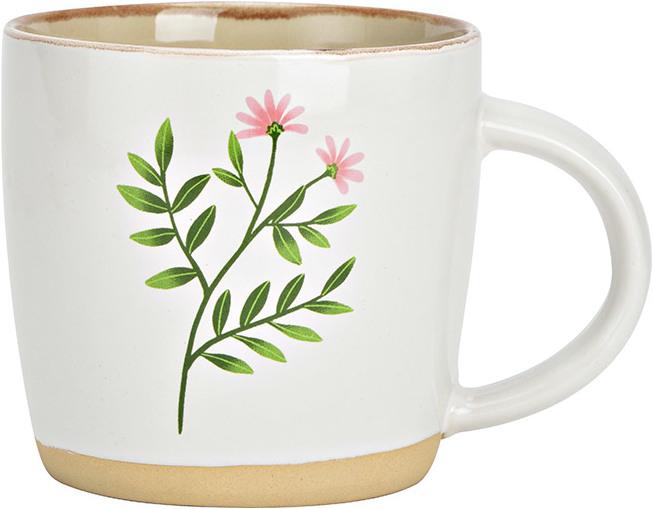 G. Wurm Jumbo Becher Blumendekor aus Steingut weiss (B/H/T) 14x10x10cm 555ml (555 ml, 1 x)