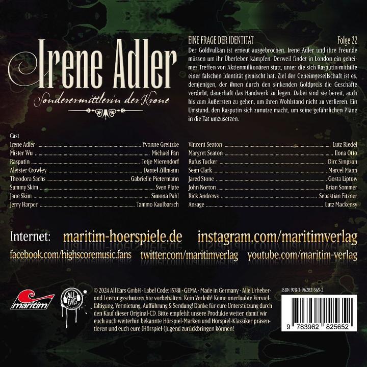 Image du produit Irene Adler.22,CD (Yvonne Greitzke, Tetje Mierendorf, Michael Pan)