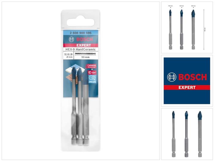 Produktbild Bosch Professional Zubehör EXPERT HardCeramic HEX-9 Bohrer-Set, 5/6/8 mm, 3-tlg. (6 mm, 5 mm, 8 mm)