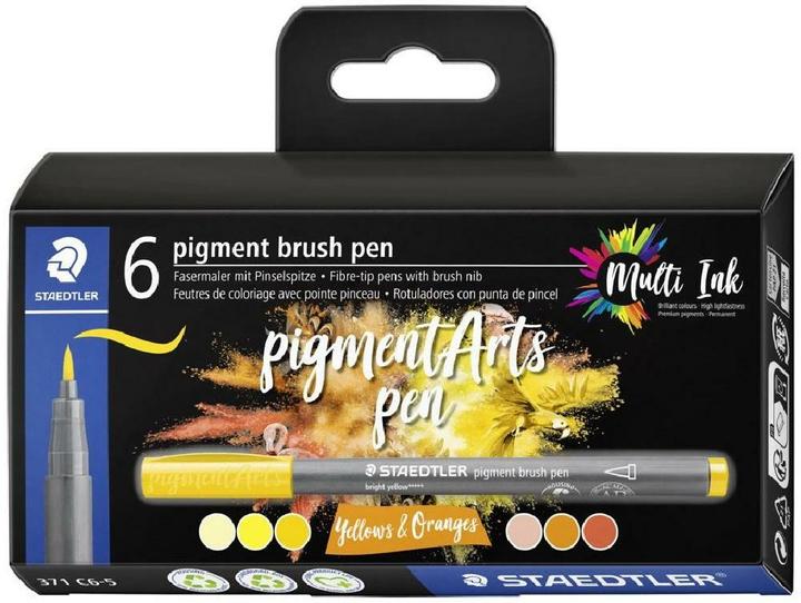 Immagine prodotto Staedtler Penne con punta in fibra Penna a pennello per arti figurative Gialli e Arancioni (Giallo, 6 x)
