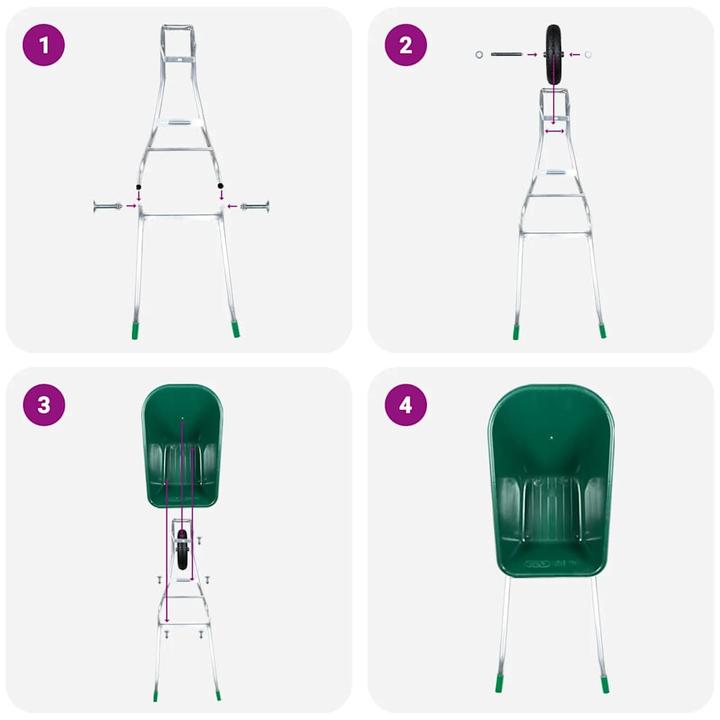 Actual product image VidaXL Wheelbarrow Green 90 L 150 kg Galvanised steel and plastic