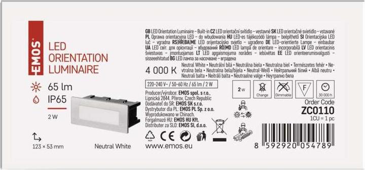 Actual product image Emos LED staircase light - recessed light 123×53 1.5W neut.white IP65 (65 lm)