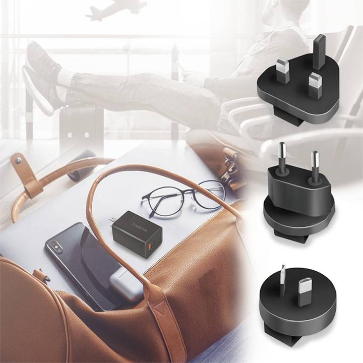 Actual product image LogiLink USB socket travel adapter, 1x USB-A, 1x USB-C, GaN technology, 30 W (30 W)