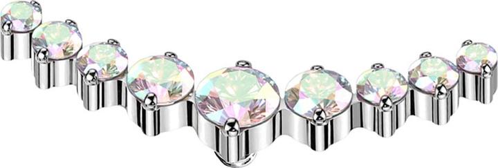 Produktbild Star Piercing Dermal Anchor gebogen silber neun runde Kristalle multicolor (ohne Messing, Titan G23)