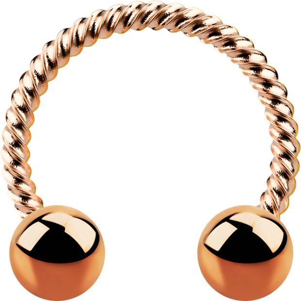 Produktbild Star Piercing Circular Barbell rosegold geflochten mit zwei Kugeln (ohne Messing, Chirurgenstahl 316L)