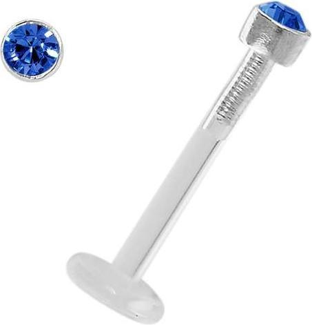 Bijouteria Piercing für Lippe/Tragus (Bioplast, Silber 925, Swarovski Kristall)
