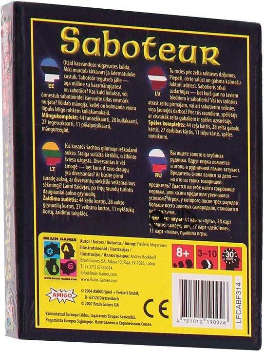Actual product image Brain Games game Saboteur, 4751010190026 (Estonian, Latvian, Lithuanian, Russian)