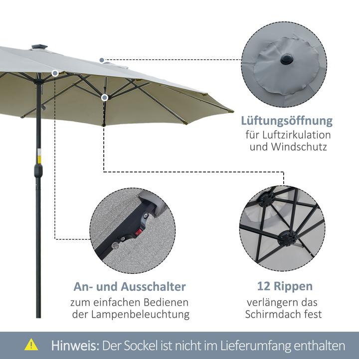 Image du produit Outsunny Parasol avec lampe LED solaire (2.65 m)