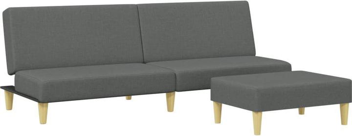 Produktbild VidaXL Schlafsofa 2 Sitzer mit Fusshocker Bettsofa Tagesbett Dunkelgrau Stoff (Bettsofa)