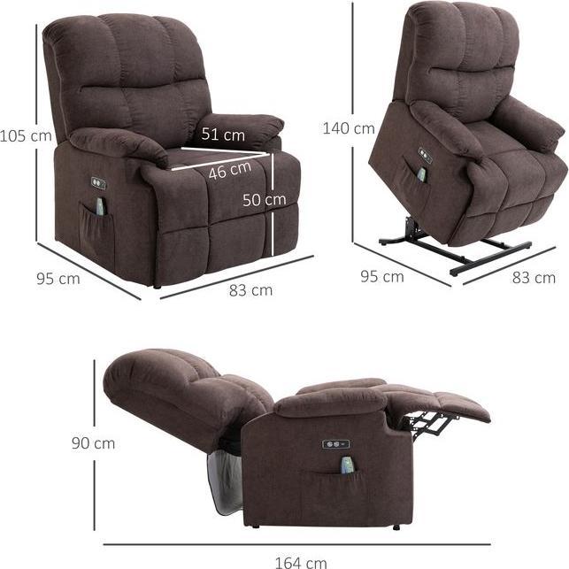 Actual product image Swisshandel24 Massagesessel mit Aufstehhilfe, Wärme, USB-Fernbedienung, Braun 83x95x105cm