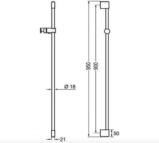 Actual product image Hansa Hansapurejet wall rod 900 mm