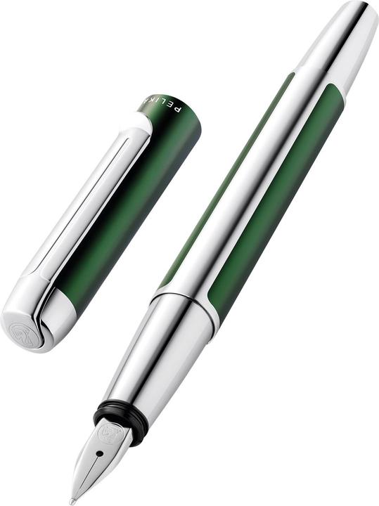 Pelikan Füllfederhalter Pura, Feder M, Waldgrün (Grün, Silber, 1 x)