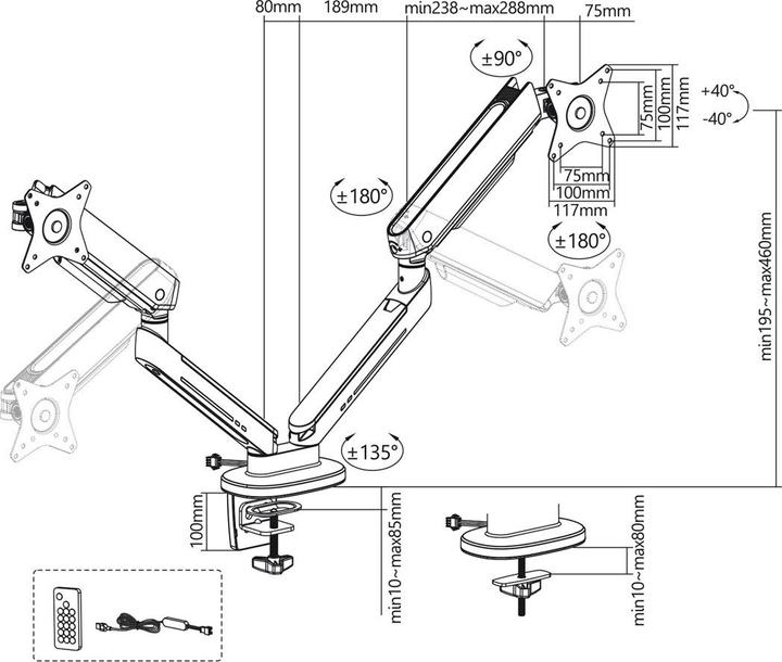 Immagine prodotto NanoRS Supporto per monitor da gioco a 2 pieghe 17-32 con illuminazione LED RGB regolabile Supporto da (Tavolo, 32.01")