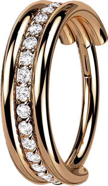 Produktbild Star Piercing Micro Segmentring klappbar rosegold drei Ringe reihe Kristalle (ohne Messing, Titan G23)