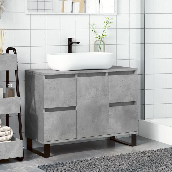 Produktbild VidaXL Waschbeckenunterschrank Unterschrank Badschrank Betongrau Holzwerkstoff (80 x 33 x 60 cm)